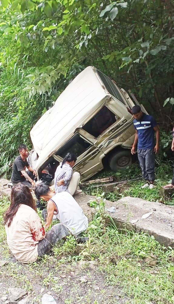The taxi which met with an accident in Kohima on September 21.